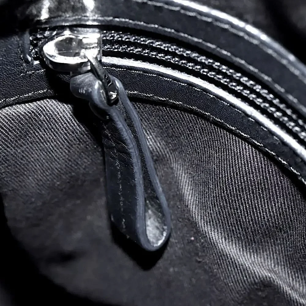 BALLY Black Leather Trainspotting Work Bag Black Striped Adjust Shoulder Strap
